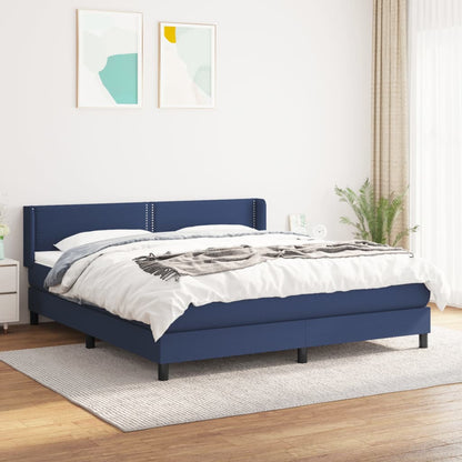 Boxspringbett mit Matratze Blau 180x200 cm Stoff