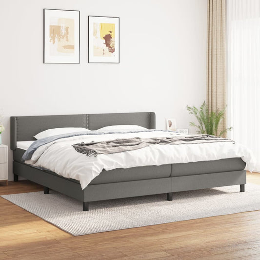 Boxspringbett mit Matratze Dunkelgrau 200x200 cm Stoff