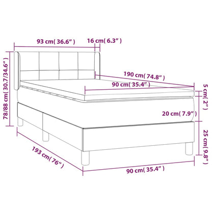 Boxspringbett mit Matratze Dunkelbraun 90x190 cm Stoff