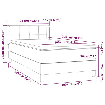 Boxspringbett mit Matratze Dunkelgrau 100x200 cm Stoff