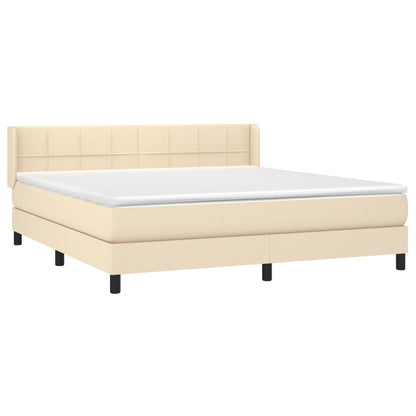 Boxspringbett mit Matratze Creme 160x200 cm Stoff