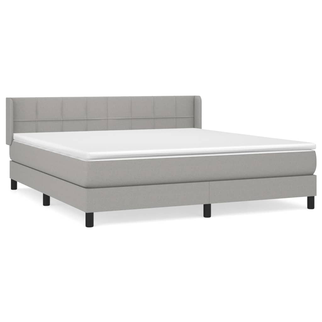 Boxspringbett mit Matratze Hellgrau 180x200 cm Stoff