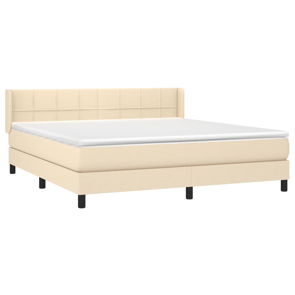 Boxspringbett mit Matratze Creme 180x200 cm Stoff