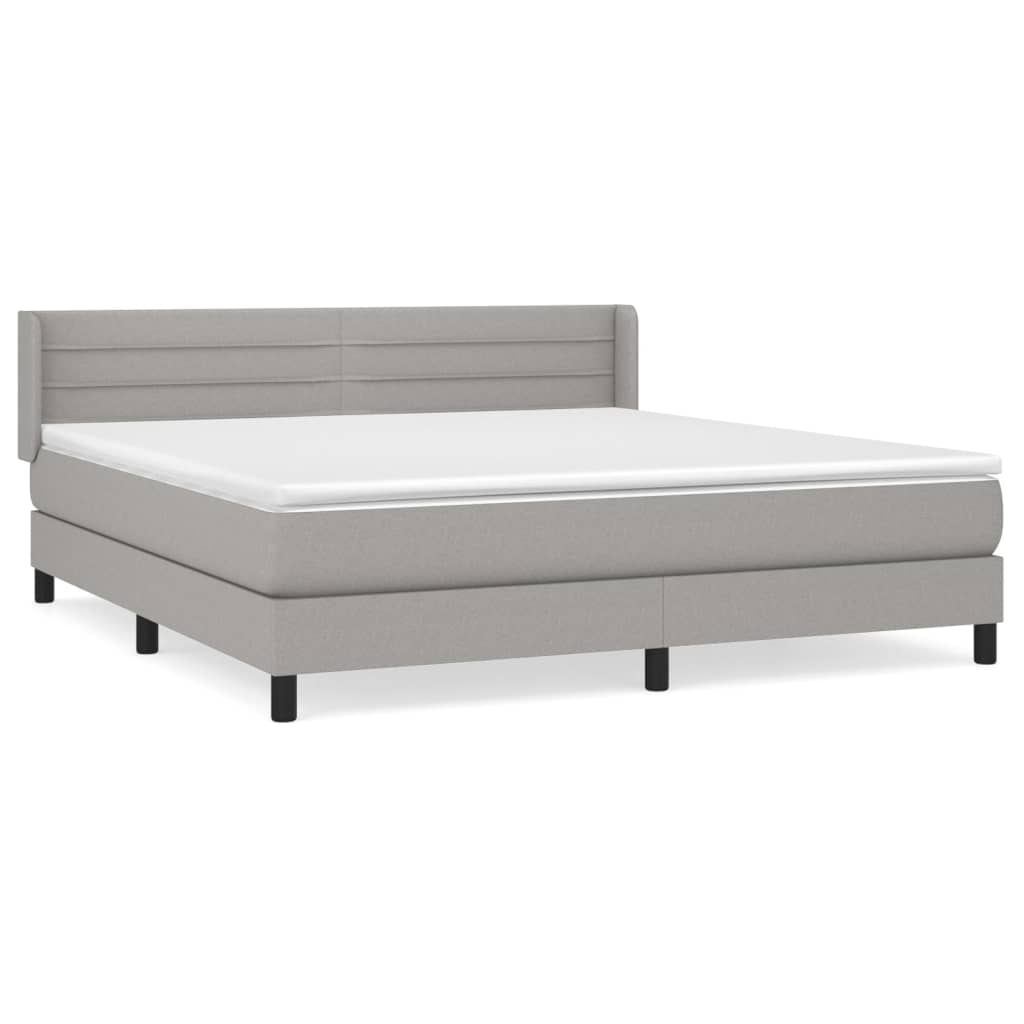 Boxspringbett mit Matratze Hellgrau 160x200 cm Stoff