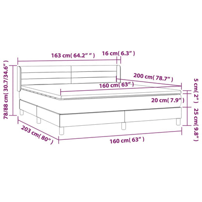 Boxspringbett mit Matratze Dunkelgrau 160x200 cm Stoff