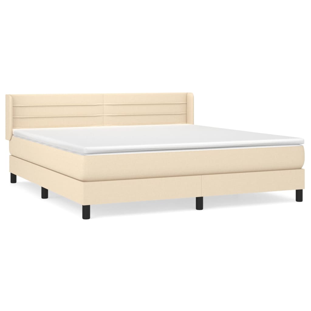 Boxspringbett mit Matratze Creme 160x200 cm Stoff