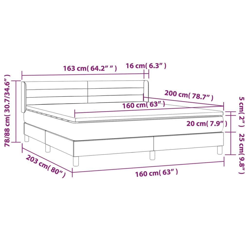 Boxspringbett mit Matratze Creme 160x200 cm Stoff