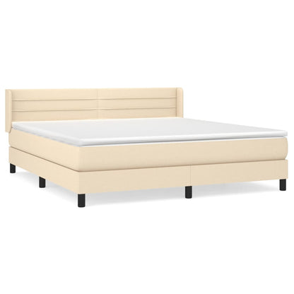 Boxspringbett mit Matratze Creme 180x200 cm Stoff