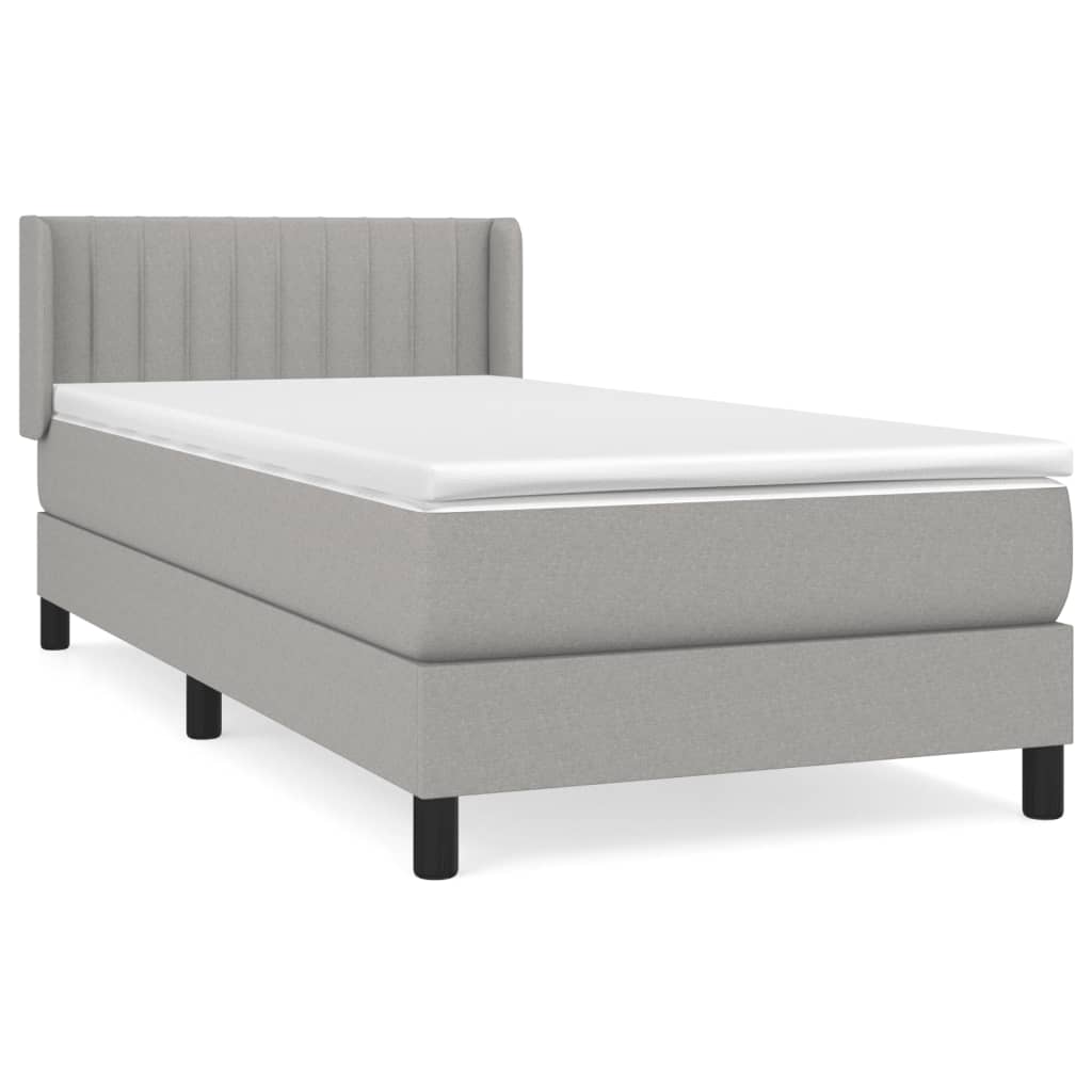 Boxspringbett mit Matratze Hellgrau 90x190 cm Stoff