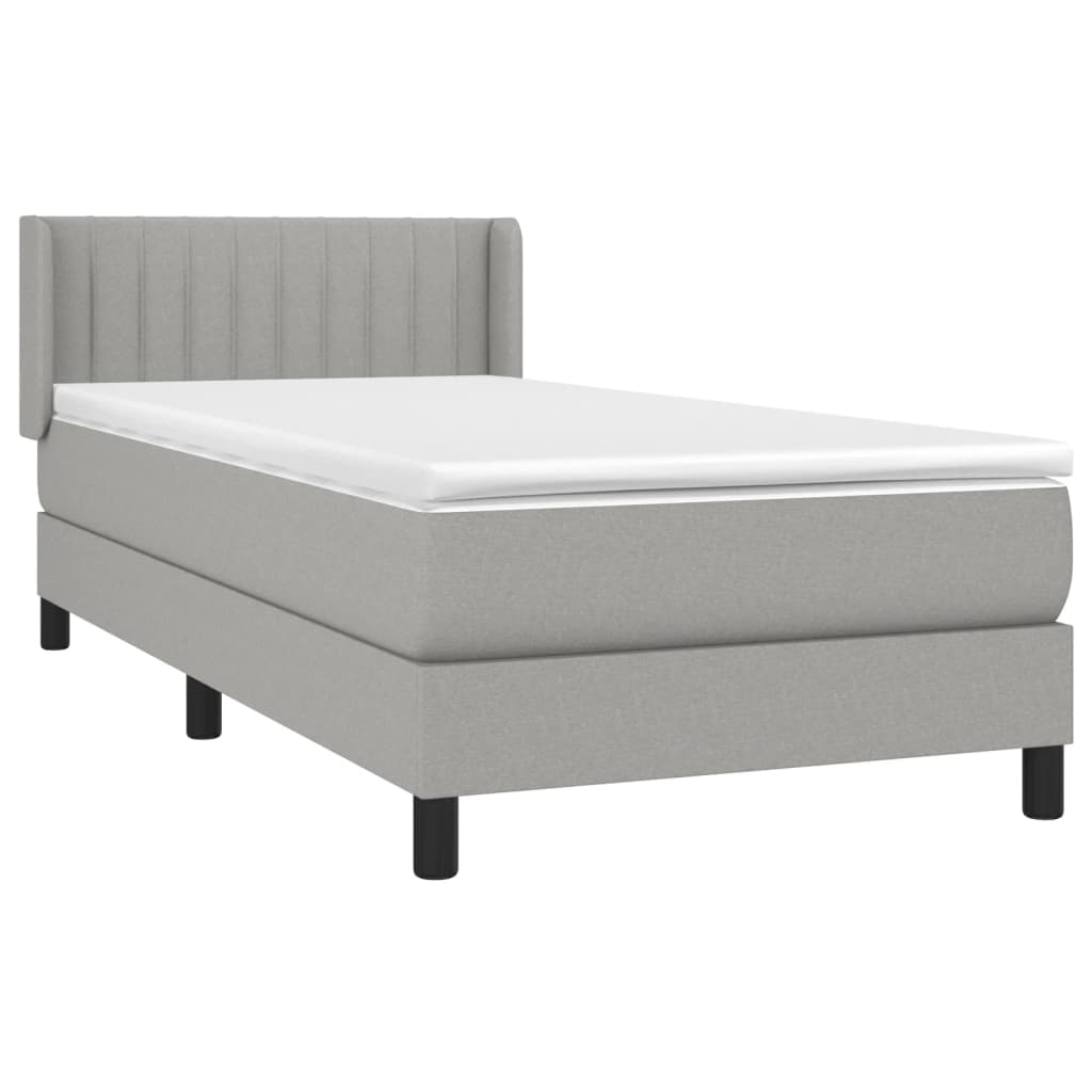 Boxspringbett mit Matratze Hellgrau 90x190 cm Stoff