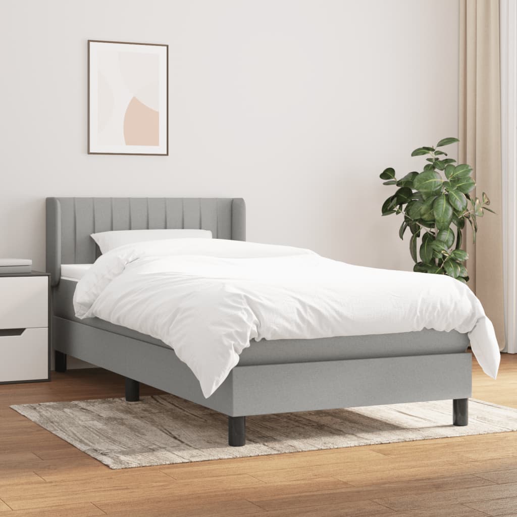 Boxspringbett mit Matratze Hellgrau 90x190 cm Stoff