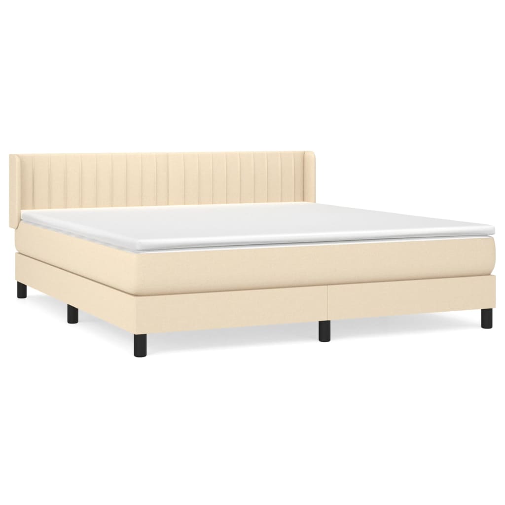 Boxspringbett mit Matratze Creme 160x200 cm Stoff