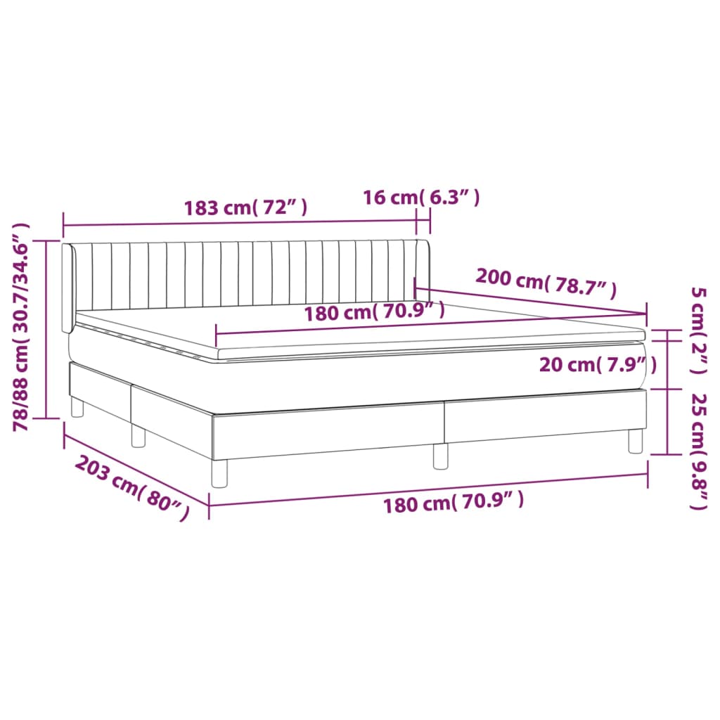 Boxspringbett mit Matratze Taupe 180x200 cm Stoff