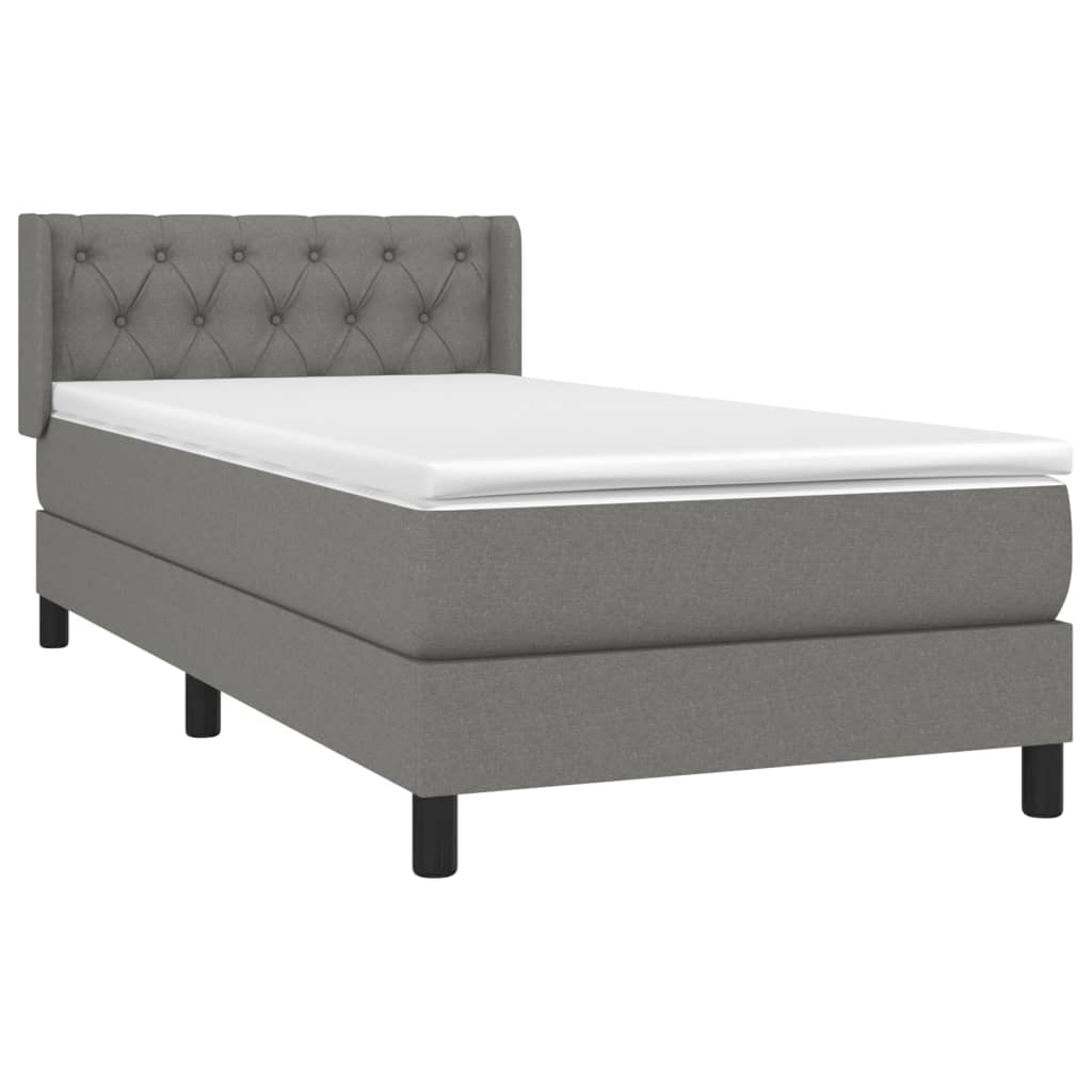 Boxspringbett mit Matratze Dunkelgrau 80x200 cm Stoff