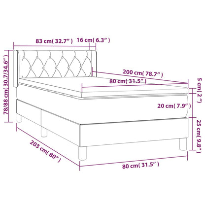 Boxspringbett mit Matratze Dunkelgrau 80x200 cm Stoff