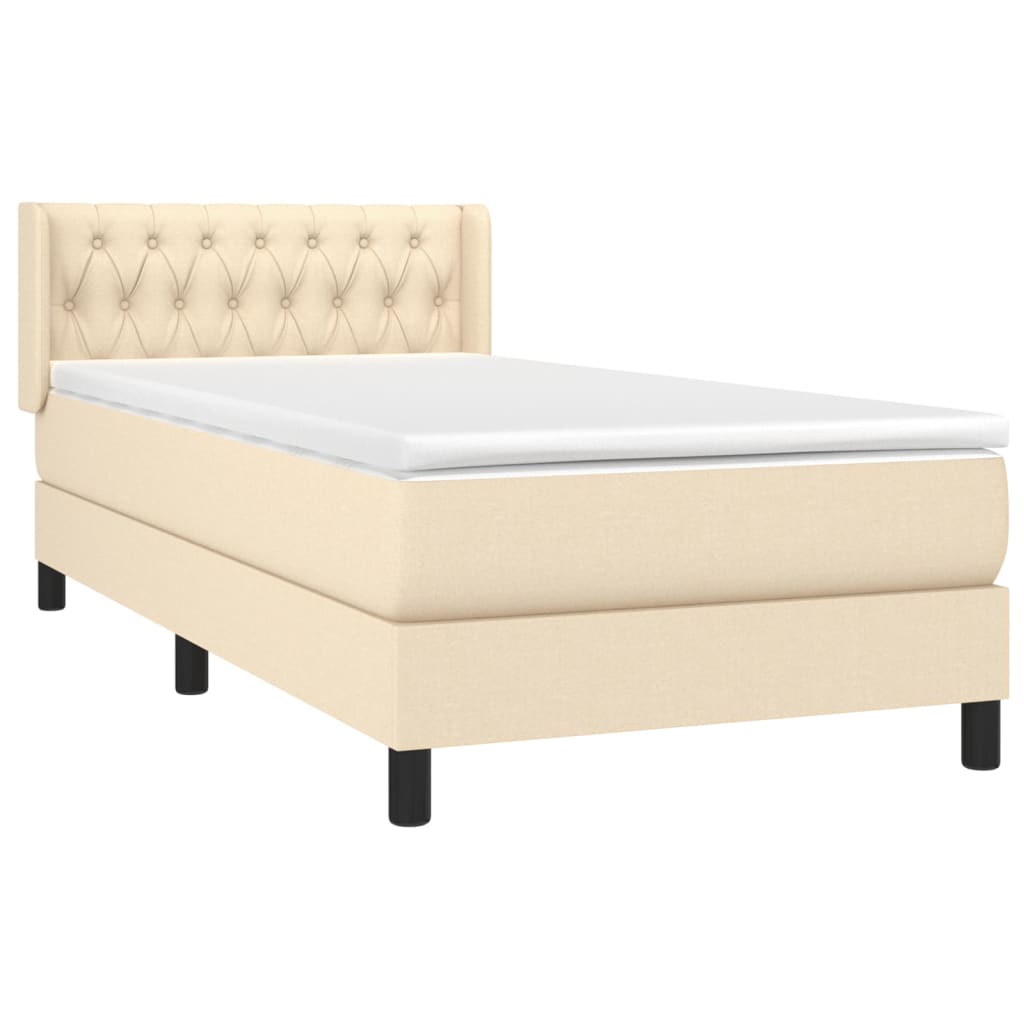 Boxspringbett mit Matratze Creme 90x190 cm Stoff