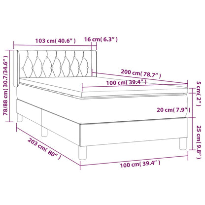 Boxspringbett mit Matratze Taupe 100x200 cm Stoff