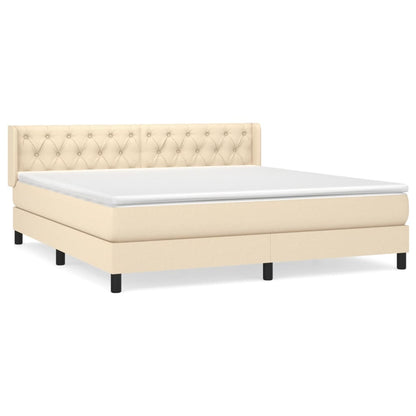 Boxspringbett mit Matratze Creme 160x200 cm Stoff