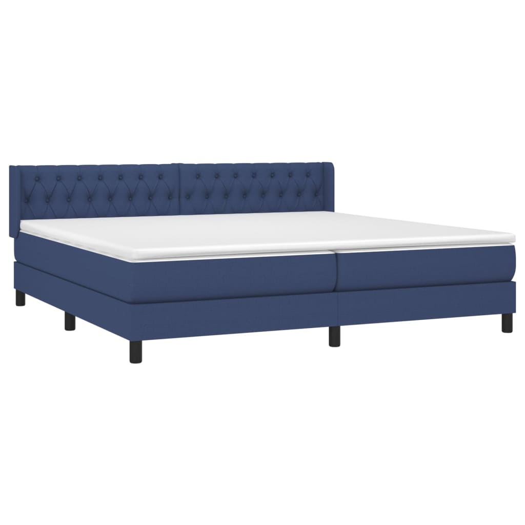 Boxspringbett mit Matratze Blau 200x200 cm Stoff