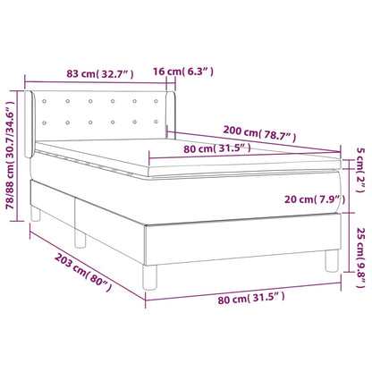 Boxspringbett mit Matratze Creme 80x200 cm Stoff