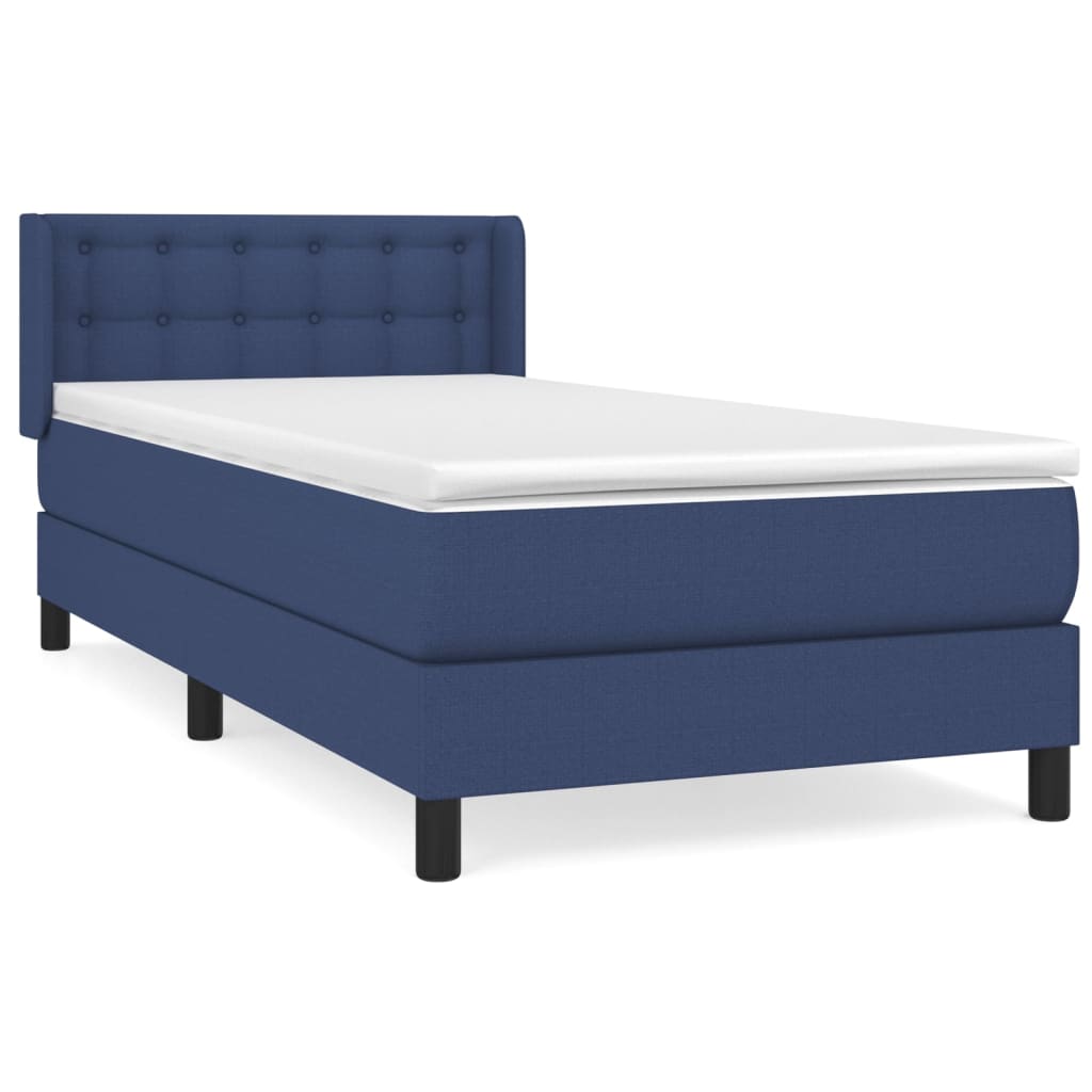 Boxspringbett mit Matratze Blau 90x200 cm Stoff