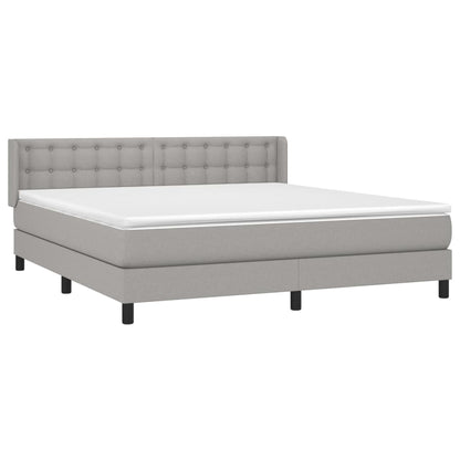 Boxspringbett mit Matratze Hellgrau 160x200 cm Stoff