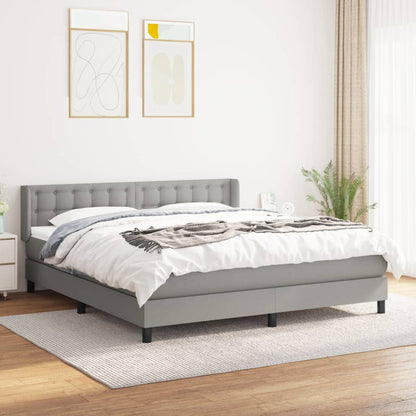 Boxspringbett mit Matratze Hellgrau 160x200 cm Stoff