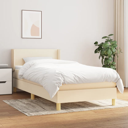 Boxspringbett mit Matratze Creme 90x190 cm Stoff