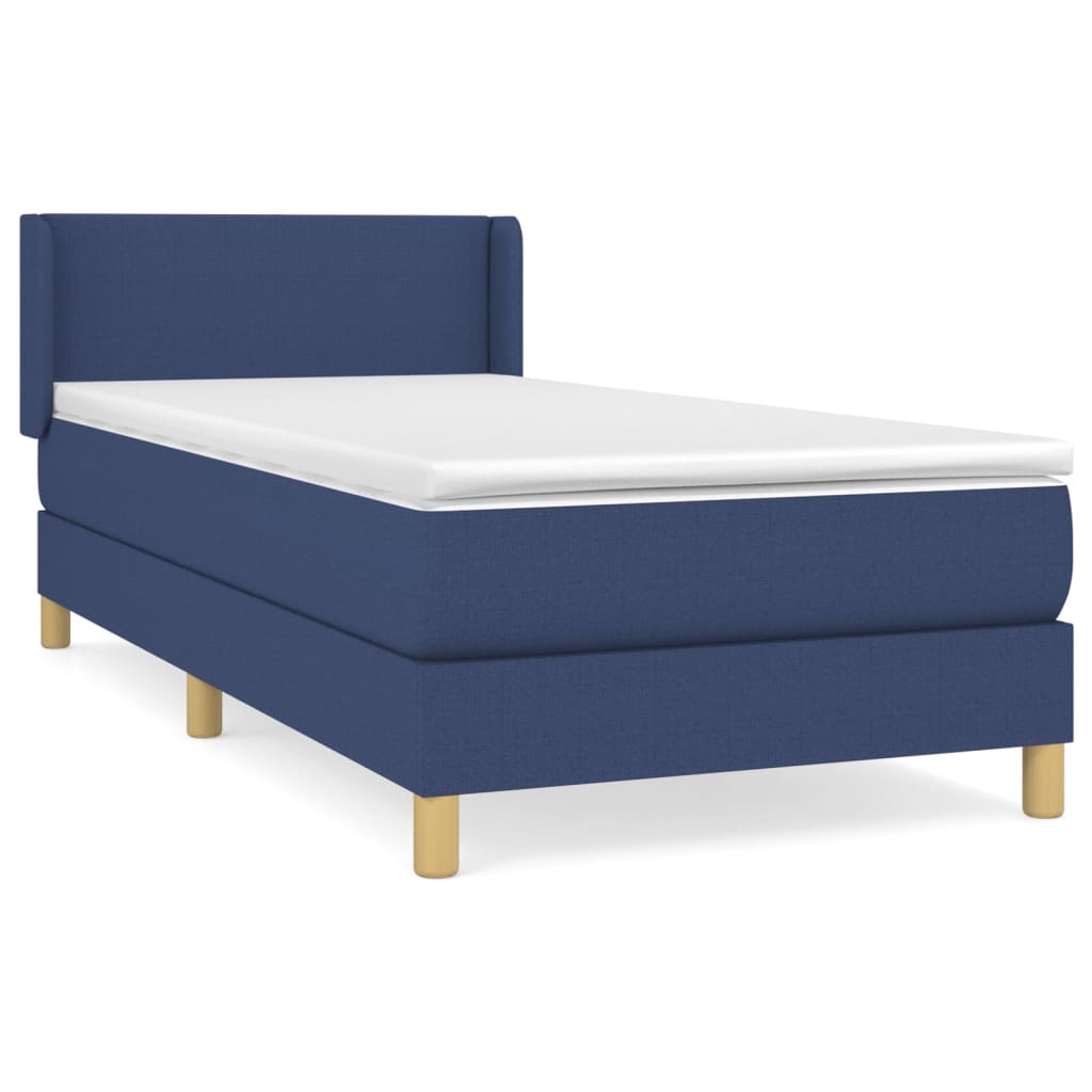 Boxspringbett mit Matratze Blau 90x190 cm Stoff