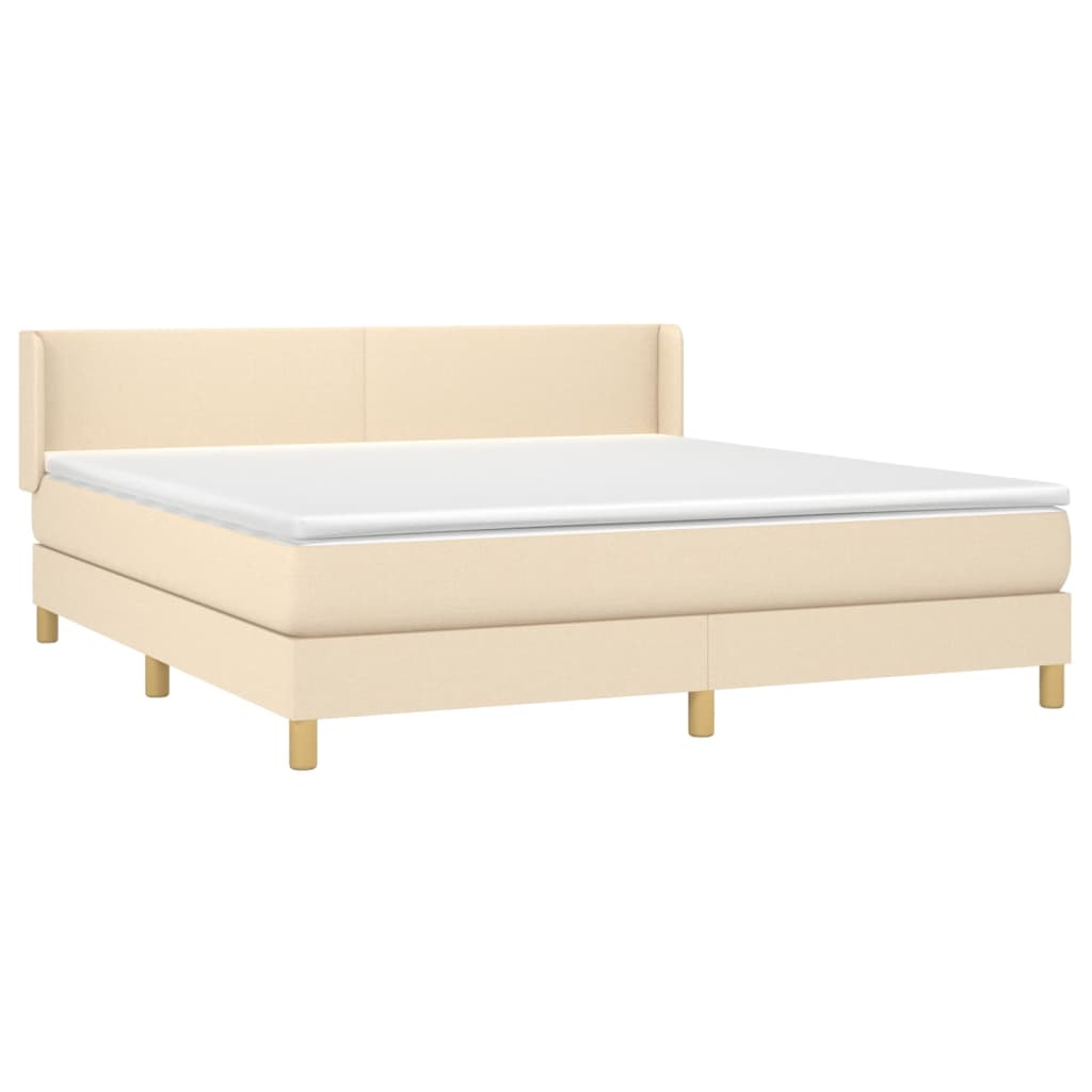 Boxspringbett mit Matratze Creme 160x200 cm Stoff