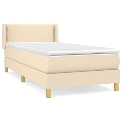 Boxspringbett mit Matratze Creme 90x190 cm Stoff