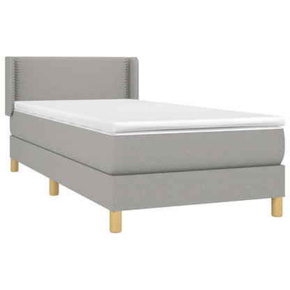 Boxspringbett mit Matratze Hellgrau 90x200 cm Stoff