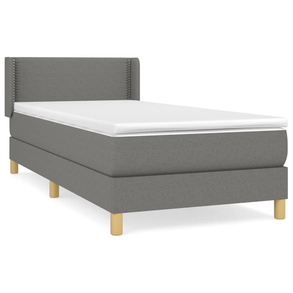 Boxspringbett mit Matratze Dunkelgrau 90x200 cm Stoff