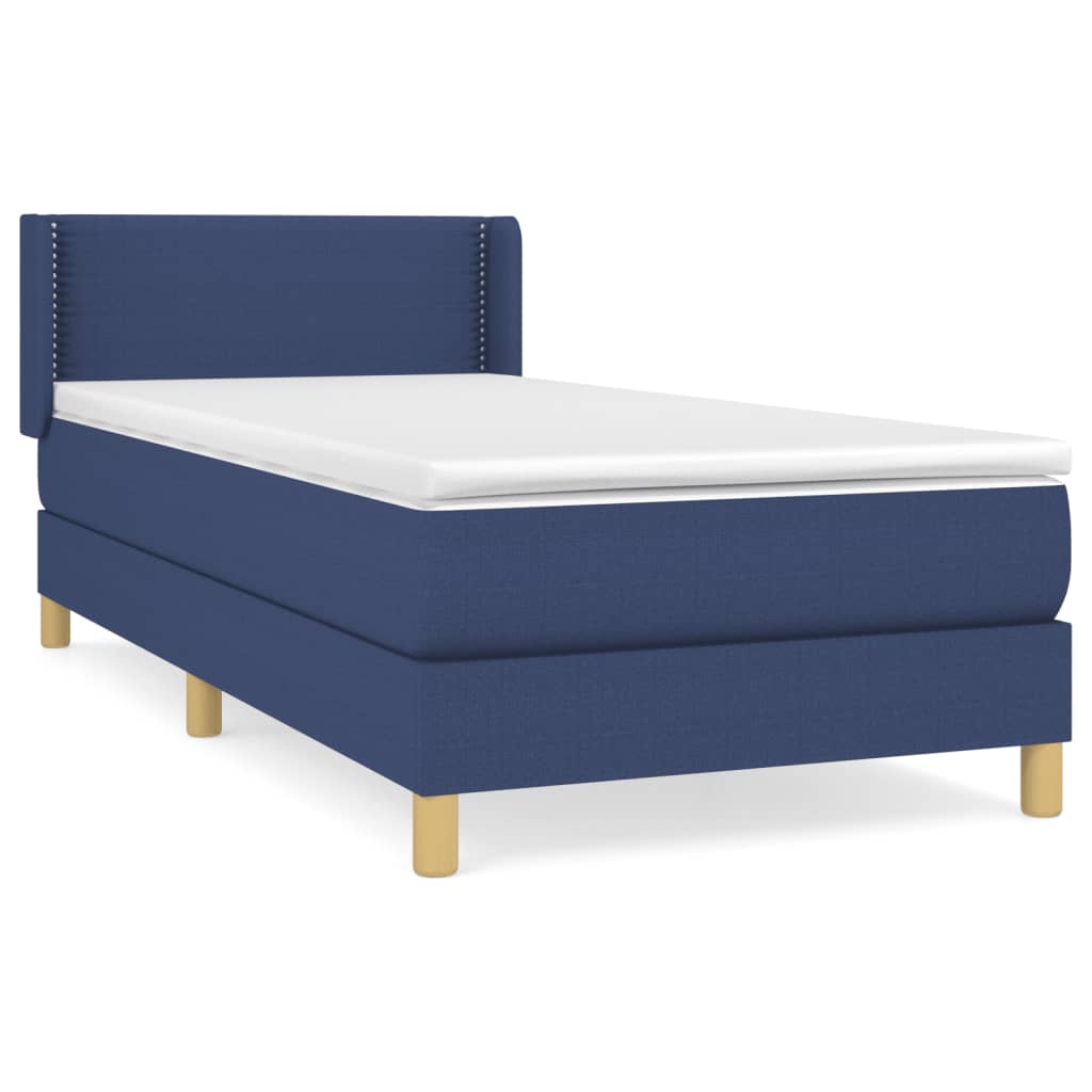 Boxspringbett mit Matratze Blau 90x200 cm Stoff