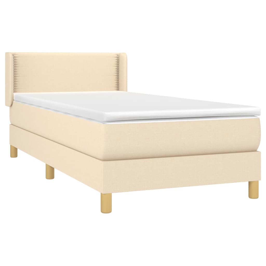 Boxspringbett mit Matratze Creme 100x200 cm Stoff