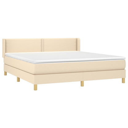 Boxspringbett mit Matratze Creme 160x200 cm Stoff