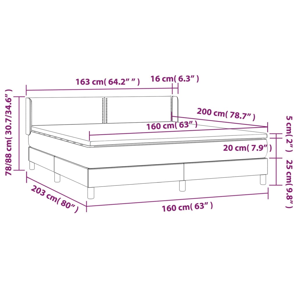 Boxspringbett mit Matratze Blau 160x200 cm Stoff