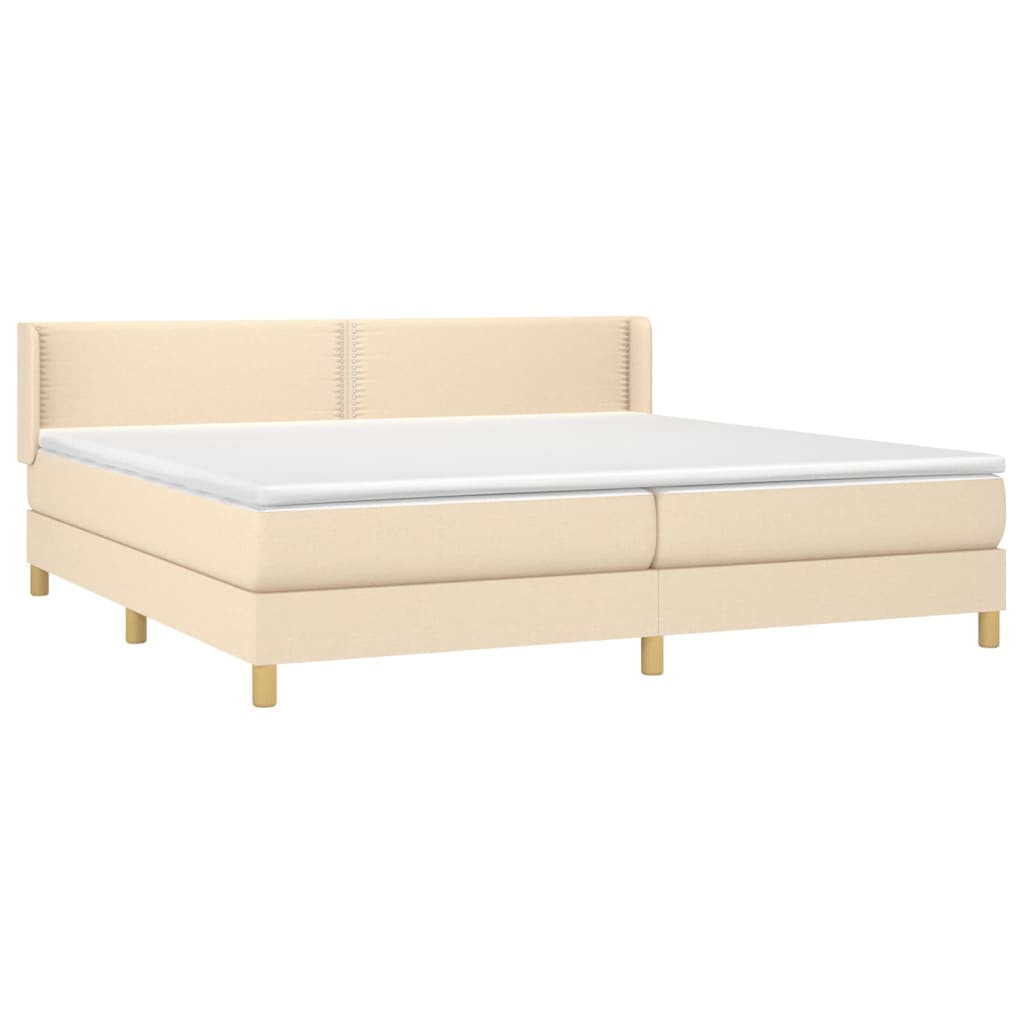 Boxspringbett mit Matratze Creme 200x200 cm Stoff