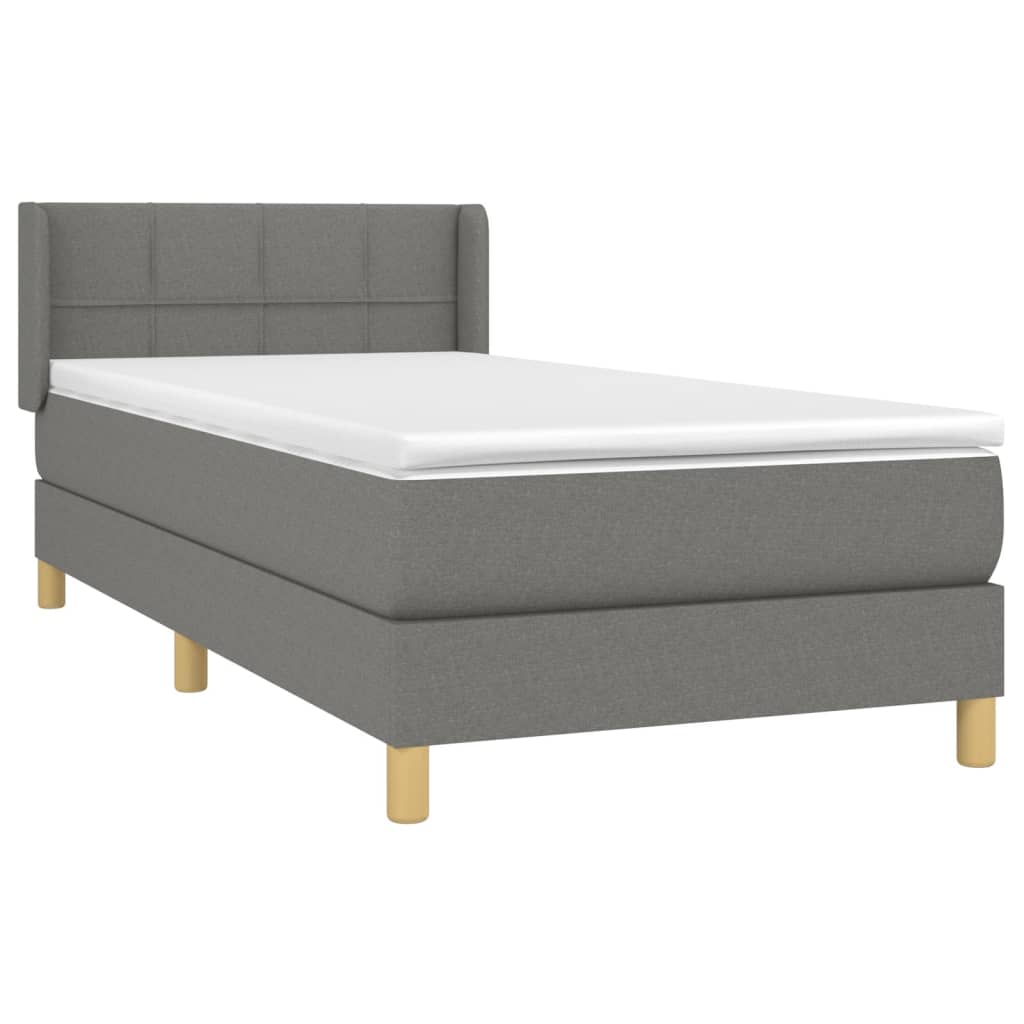 Boxspringbett mit Matratze Dunkelgrau 80x200 cm Stoff