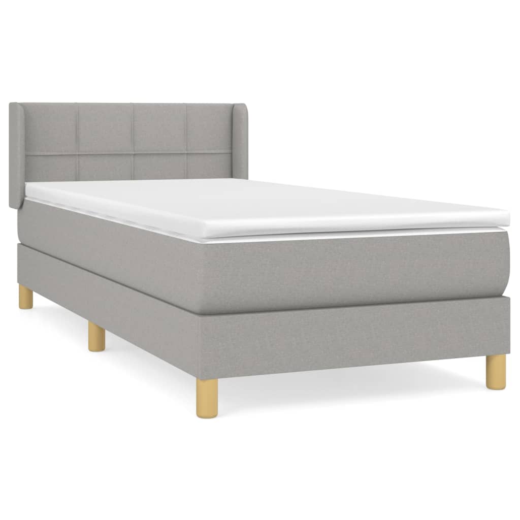 Boxspringbett mit Matratze Hellgrau 90x200 cm Stoff