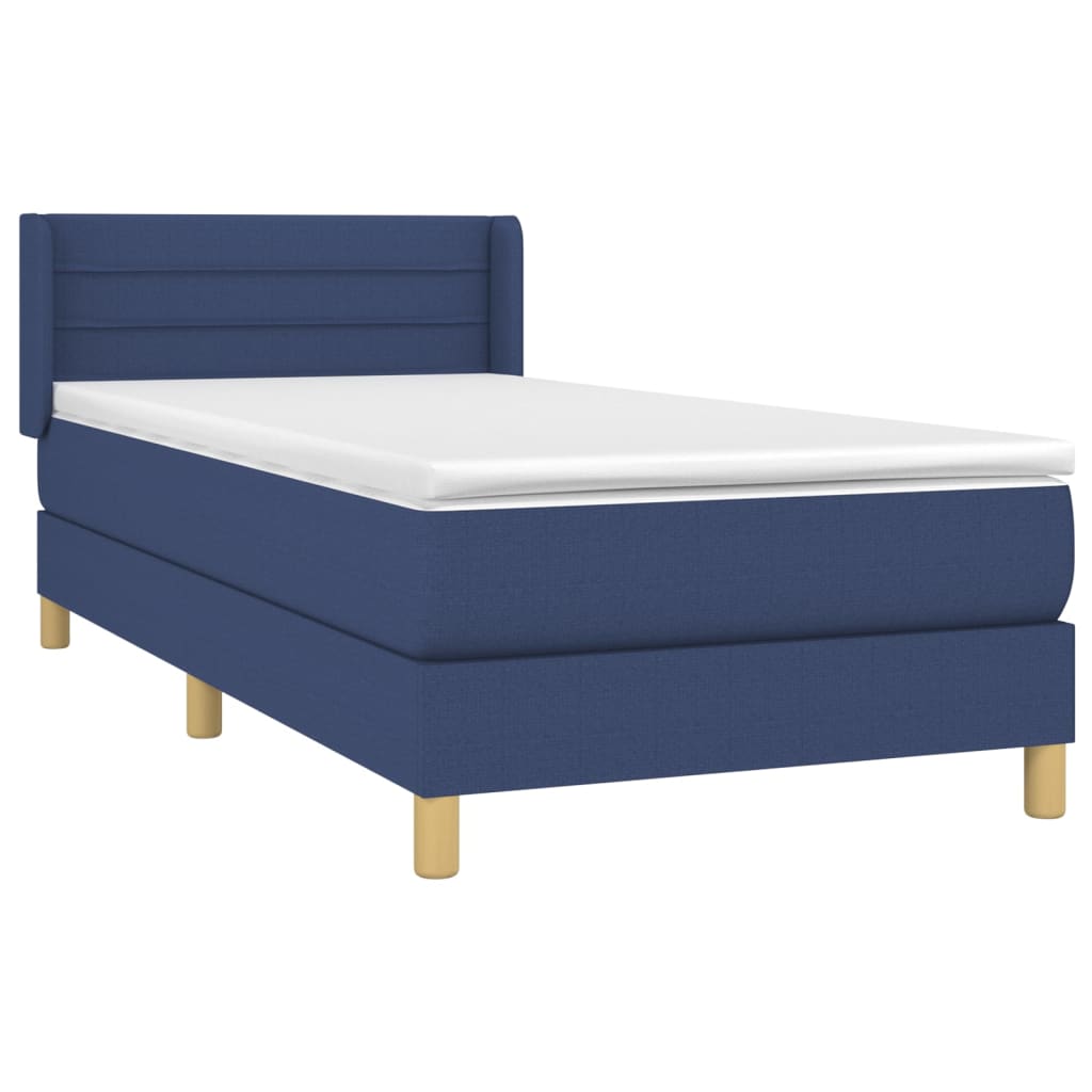 Boxspringbett mit Matratze Blau 90x200 cm Stoff