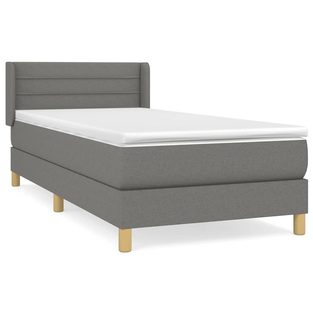 Boxspringbett mit Matratze Hellgrau 100x200 cm Stoff