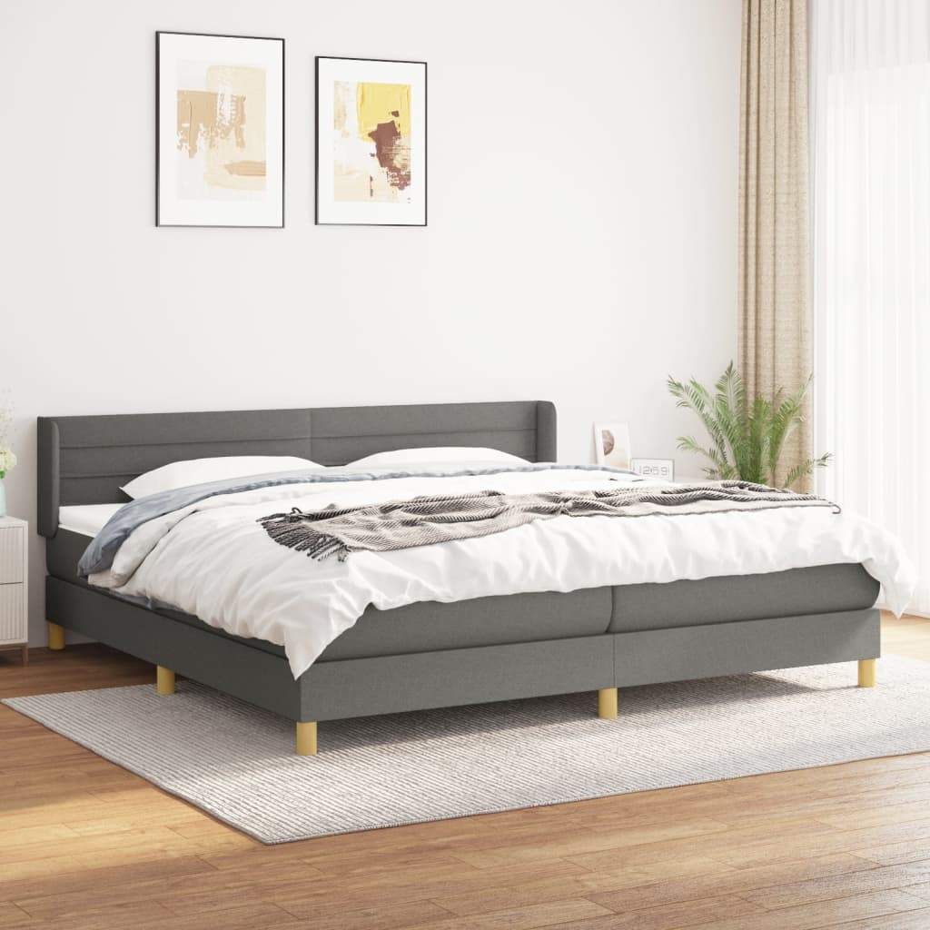 Boxspringbett mit Matratze Dunkelgrau 200x200 cm Stoff