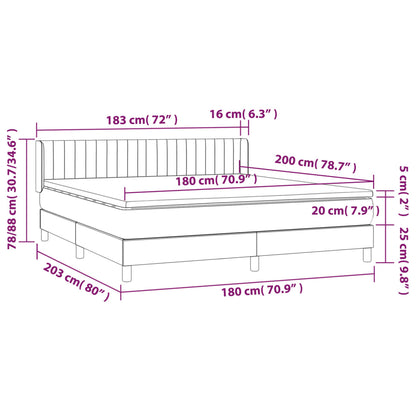 Boxspringbett mit Matratze Hellgrau 180x200 cm Stoff