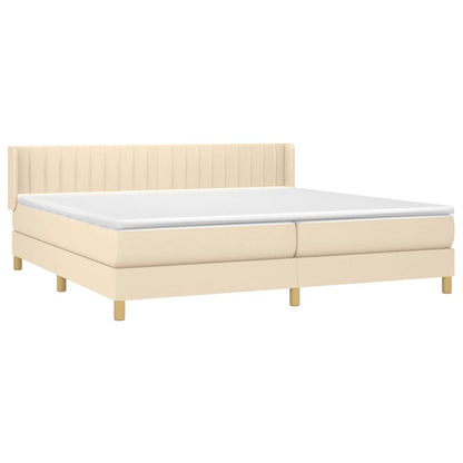 Boxspringbett mit Matratze Creme 200x200 cm Stoff