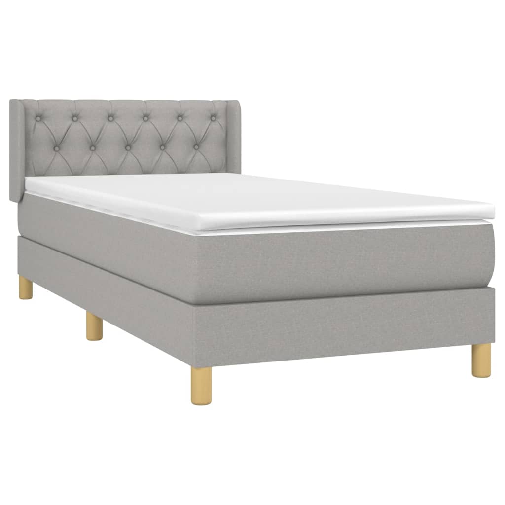 Boxspringbett mit Matratze Hellgrau 80x200 cm Stoff