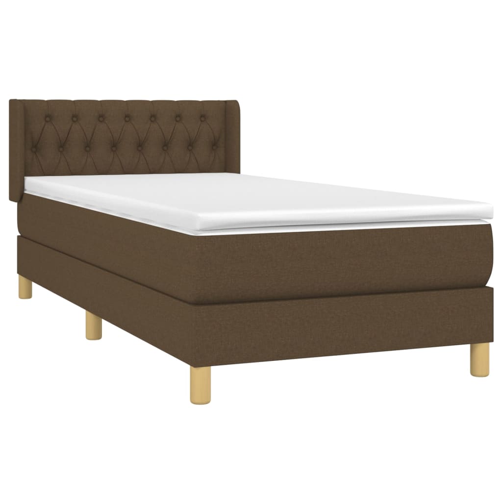 Boxspringbett mit Matratze Dunkelbraun 90x190 cm Stoff