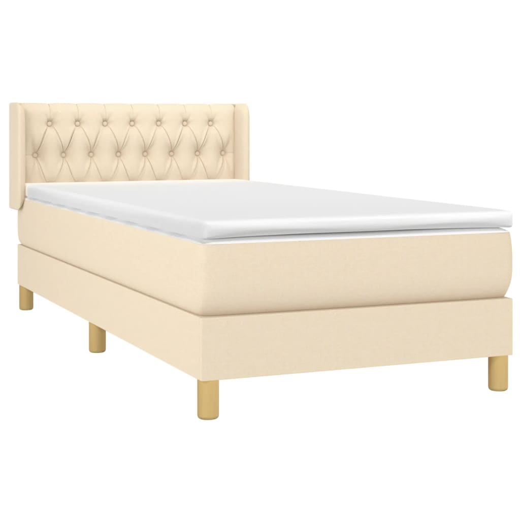 Boxspringbett mit Matratze Creme 90x200 cm Stoff