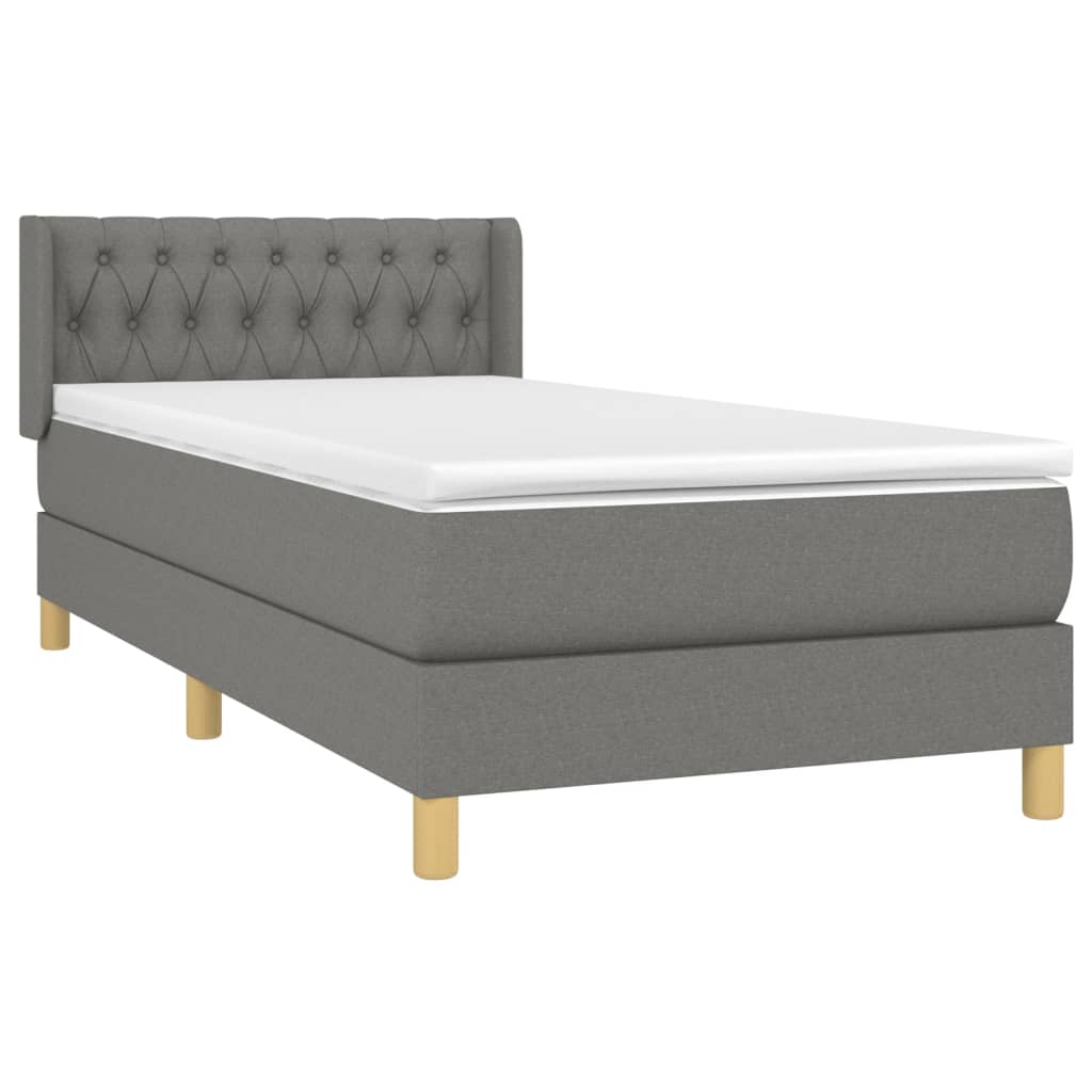 Boxspringbett mit Matratze Dunkelgrau 100x200 cm Stoff