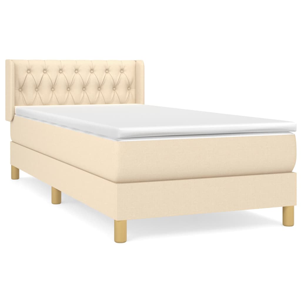 Boxspringbett mit Matratze Creme 100x200 cm Stoff